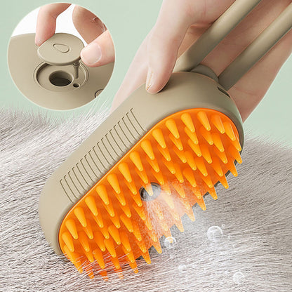 3-in-1 Electric Steam Pet Brush Groom, Massage & De-Shed Effortlessly