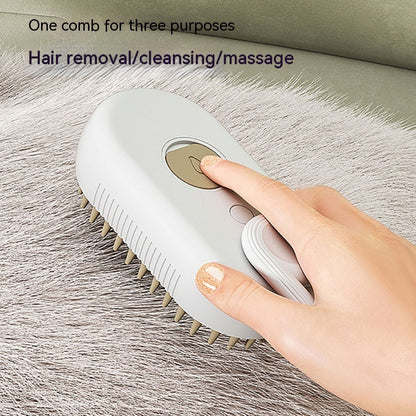 3-in-1 Electric Steam Pet Brush Groom, Massage & De-Shed Effortlessly